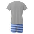 thumbnail image 4 of Mangas de Mano para los Hombres Raya Casual Casa Ropa de Dormir Manga Corta Cuello Redondo Y Pantalones Cortos Conjunto, Algodón Poliéster Salón Desgaste, 4 of 6