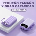thumbnail image 3 of Mini Power Bank Genérico PB20000 Portátil Morado 20000mAh 4 Cables USB Tipo Clet LED, 3 of 4