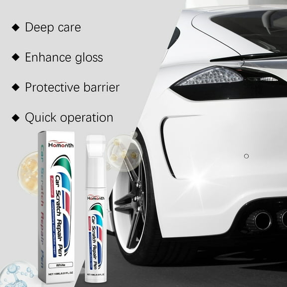 2 Pcs Car Paint Scratch Repair Pen - 18ml White Touch Up Paint, High Gloss Auto Scratch Remover for Minor Scratches, Quick Dry Automotive Paint Pen for Cars, Trucks, Vehicles