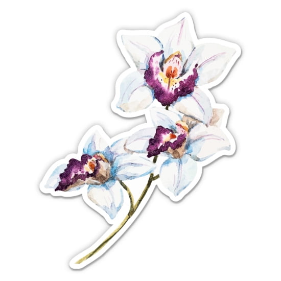 Orchid Flowers Pretty - 3" Vinyl Sticker - For Car Laptop Water Bottle Phone - Waterproof Decal