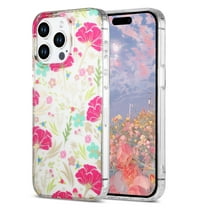 for iPhone 14 Case Clear Flower Floral Women Girl Cute Phone Case Aesthetic Soft Slim Black Shockproof Protective Cover for iPhone 14 Crystal Colorful Floral,Rose Flower