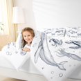 thumbnail image 4 of jejeloiu Sea Animal Sketch Twin Comforter Sets Kids,Ocean Animal Seahorse Jellyfish Bedding Set,Reversible,2-Piece, 4 of 8