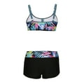 thumbnail image 5 of Womens Swimsuits Split 2Pcs Swimwear Tropical Print Bikini Sets Cropped Swim Tops With Boyshorts 2Pcs Bathing Suit Multicolour M, 5 of 5