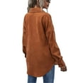 thumbnail image 4 of vigerkar Womens Long Sleeve Button Down Boyfriend Shirts Casual Shacket Jacket Coats (Brown, XL), 4 of 5