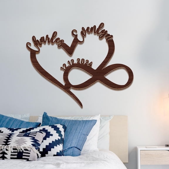 Personalized Infinity Heart Sign With Custom Names & Date – Wooden Wall Decor for Couples, Custom Wedding Gift, Anniversary Gift, Engagement Decor, Bridal Shower Present