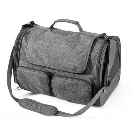 Bvdfgk Foldable Pet Carrier Bag Foldable for Car Trips Veterinarian Visits Small Pets Grey