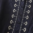 thumbnail image 6 of Women's Cotton Linen Shirts Button Up Half Sleeve Embroidered Trendy Casual Tops Travel Summer Beach Outfits (2XL, Navy), 6 of 7