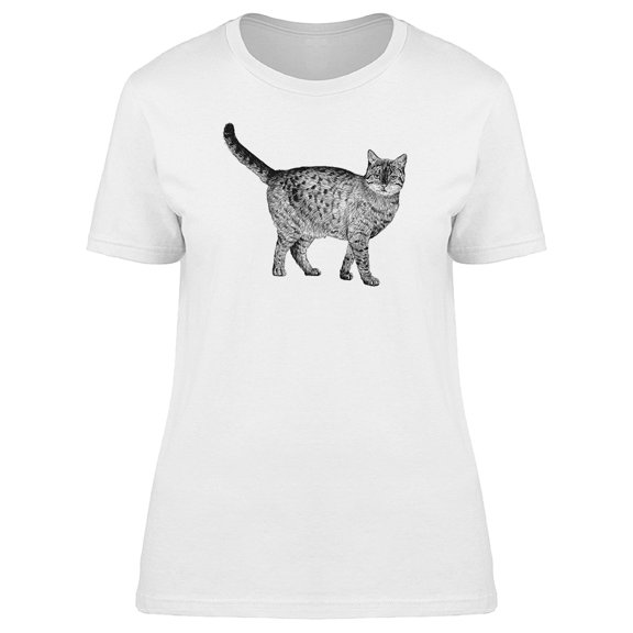 Cute Cat, Gray Sketch Tee Women's -Image by Shutterstock