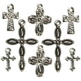thumbnail image 1 of Jewelry Basics Metal Charms-Silver & Black Crosses 8/Pkg, 1 of 2