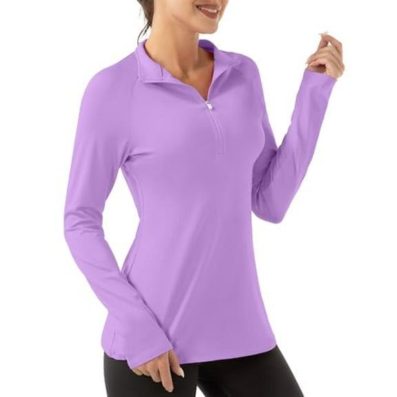 FKEEP WOMEN'S POLO SHIRTS LONG SLEEVE UPF 50 SUN PROTECTION TENNIS GOLF M -LAV