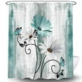 thumbnail image 5 of Rustic Farmhouse Shower Curtain, Farm Teal Daisy Floral Flowers and Butterfly on Country Wooden Shower Curtain for Bathroom, Turquoise Blue with 12PCS Hooks, 72X72, 5 of 6