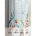thumbnail image 3 of Coastal Blue Sheer Curtains for Living Room Bedroom Ocean Coral Starfish Shell Nautical Seagrass Sheer Curtains 63 Inch Long 2 Panels Set Light Filtering Curtain Window Treatments Drapes, 3 of 6