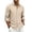 Khaki, variant on Dwelliawo Men's Linen Shirts Casual comfort Button Down Long Sleeve Shirt Solid Spread Collar Summer Beach Vacation Shirts with Pocket Khaki 2xL