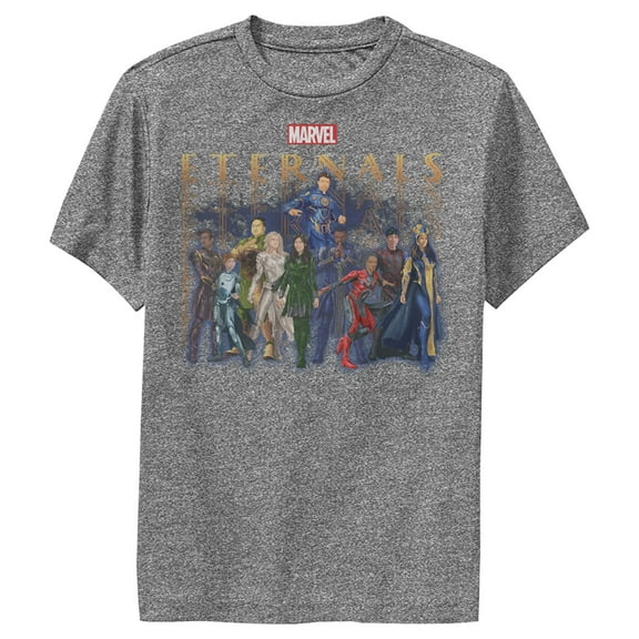 Boy's Marvel Eternals Group Repeating Performance Graphic Tee Charcoal Heather Small