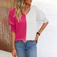 thumbnail image 7 of Tiqkatyck Women Summer Tops, Women's 3/4 Sleeve V Neck Loose Sleeve Color Block T Shirts, Shirts for Women White XL, 7 of 7