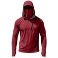 thumbnail image 6 of Men's Hooded Long Sleeve Sun Protection Shirt - UPF 50+ Lightweight Breathable Pullover with Face Mask & Zipper Pocket - Quick-Dry Outdoor Fishing & Hiking Top for Summer Deep Red XL, 6 of 7