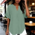 thumbnail image 2 of Kezqiaxn Short Sleeve Tops for Women Summer V-Neck Business Work Blouses Loose Casual Shirts Fashion Clothing, 2 of 9