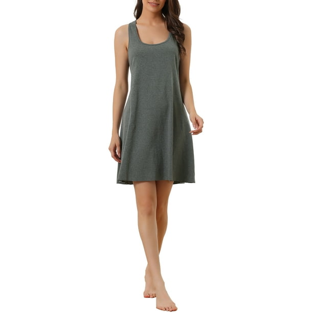 Camisón de noche sin mangas para mujer, vestido de camiseta de tirantes, ropa de casa, M, gris oscuro