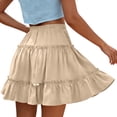 thumbnail image 4 of Inleife Women's Floral Short Skirts Fashion Elastic Waist Large Cotton Linen Skirt, 4 of 6