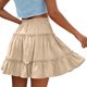 thumbnail image 2 of TaTaai Women's High Waist Mini Skirt Solid Color Linen Feel Ruffle Hem Casual Elastic Waist A-Line Summer Short Skirt Gift, 2 of 5
