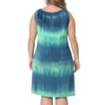 thumbnail image 4 of DARING DIVA Women's Plus Size Tie Dye Sleeveless Sundress Tank Dress 1X Blue Green, 4 of 6