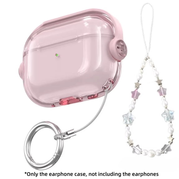 Pink Clear Protective Case for AirPods Pro 2/3/4, Anti-Loss Cute Headphone Case ForApple Wireless Bluetooth Earbuds