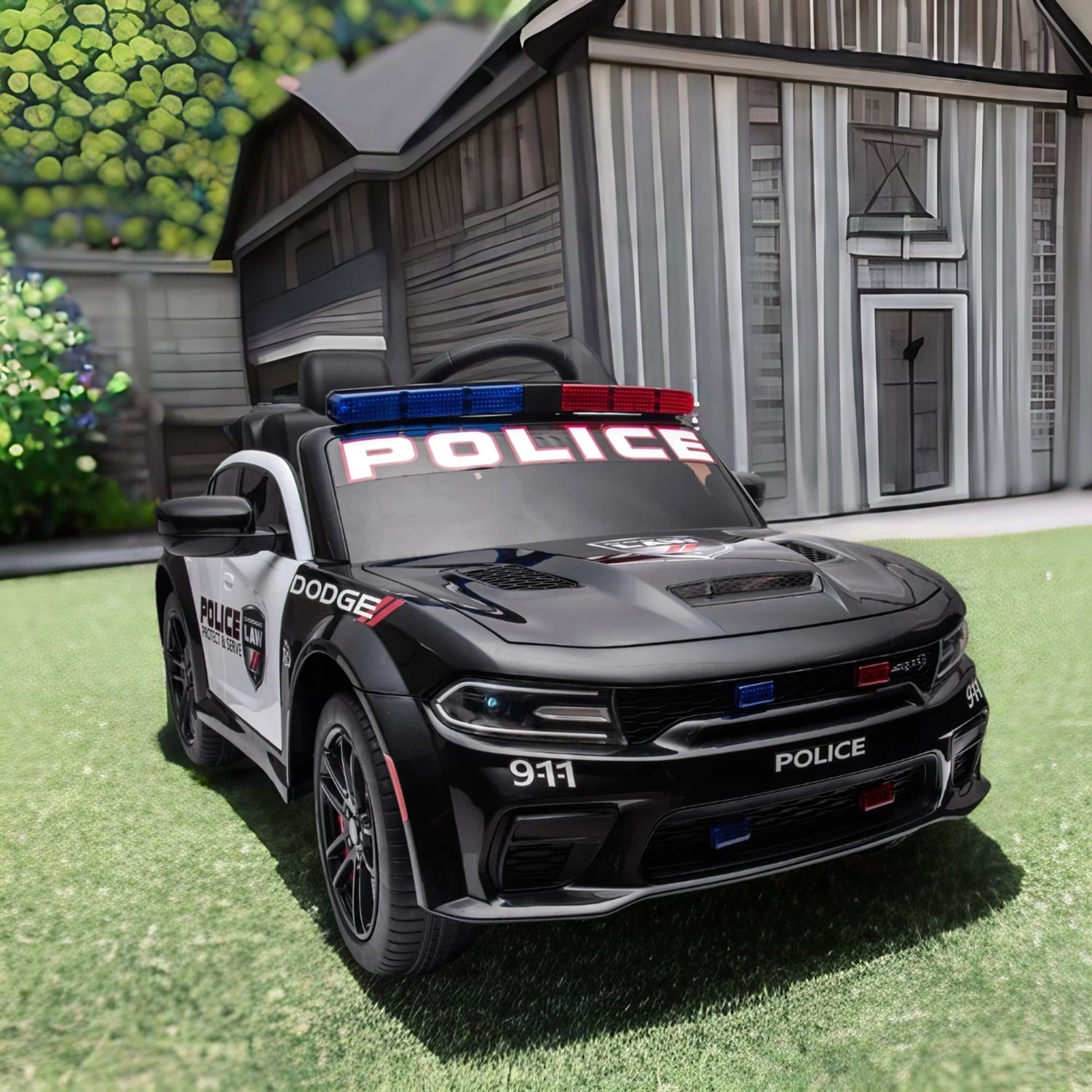 CIPACHO Licensed Dodge Charger 12 V Ride On Police Car with Parents Remote Control, Electric Cart for Kids, Black