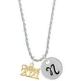 thumbnail image 1 of Delight Jewelry Goldtone Class of 2021 Silvertone Script Initial Disc - N - Charm Necklace, 20"+3", 1 of 4