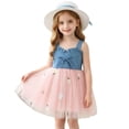 thumbnail image 2 of Rvasteizo Toddler Girl Dress Print Sleeveless Round Neck Denim Mesh Dress Floral Print Hat for 6 Months-3 Years Summer Wear, 2 of 4