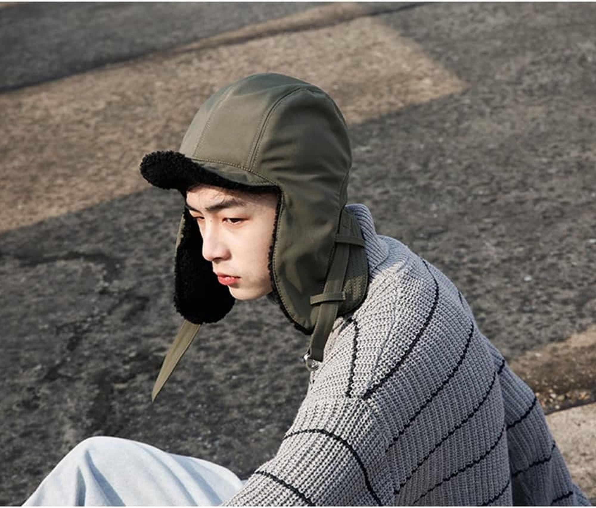 Zhengup Waterproof Trapper Hat with Brim Men Women Ushanka Hats Fleece Winter Warm Trooper Ski Hat Visor Ear Flap Hat