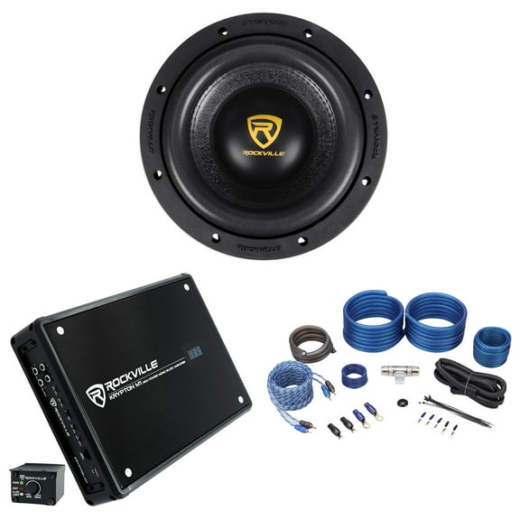 Rockville W8K9D2 8" Inch 2000w Car Audio Subwoofer   Mono Amplifier   Amp Kit