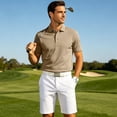 thumbnail image 6 of Golf Shirts for Men Quick Dry Performance Polo Short Sleeve Collared Shirt Khaki M, 6 of 8