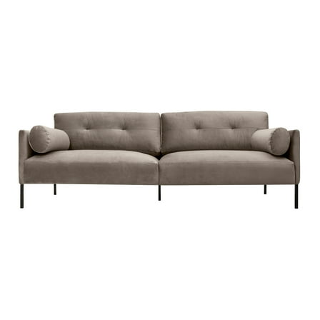 Velvet Sofa 84 Inch Modern Couch with Metal Legs, Gray Living Room Furniture