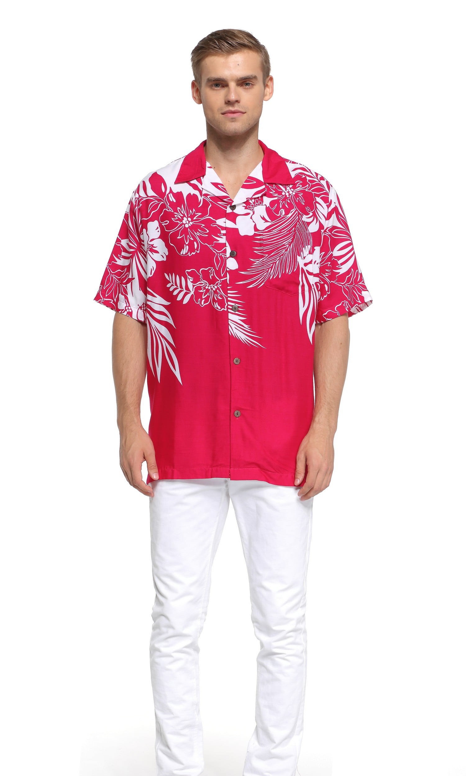 Men's Hawaiian Shirt Aloha Shirt Floral Edge in Pink 3XL - Walmart.com