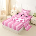 thumbnail image 2 of Erosebridal Pink Geometric Stripes Twin Sheet Sets,Football Sport Game Soccer Ball Theme Kids Bedding 3-Piece, 2 of 6