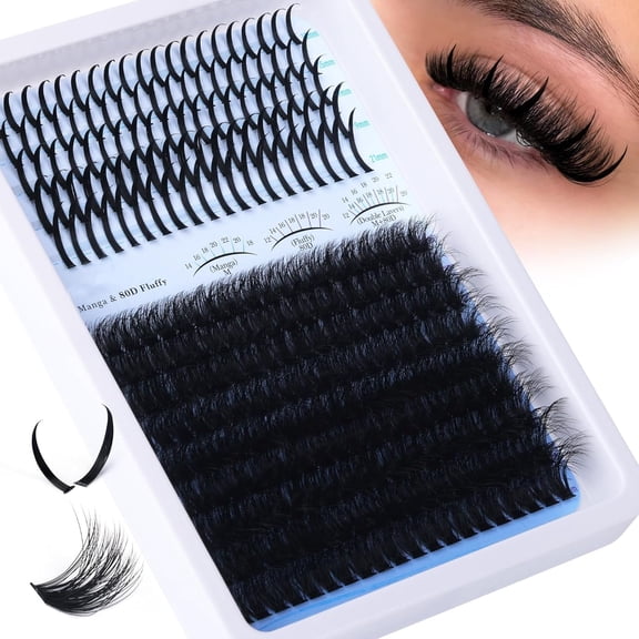 Lash Clusters 80D Long 12-20mm Lash Spikes, Thick Cluster Eyelash Extensions Volume Individual Lashes DIY Spiky Lash Extension Mega Eyelashes Cluster Mink Strips Lashes