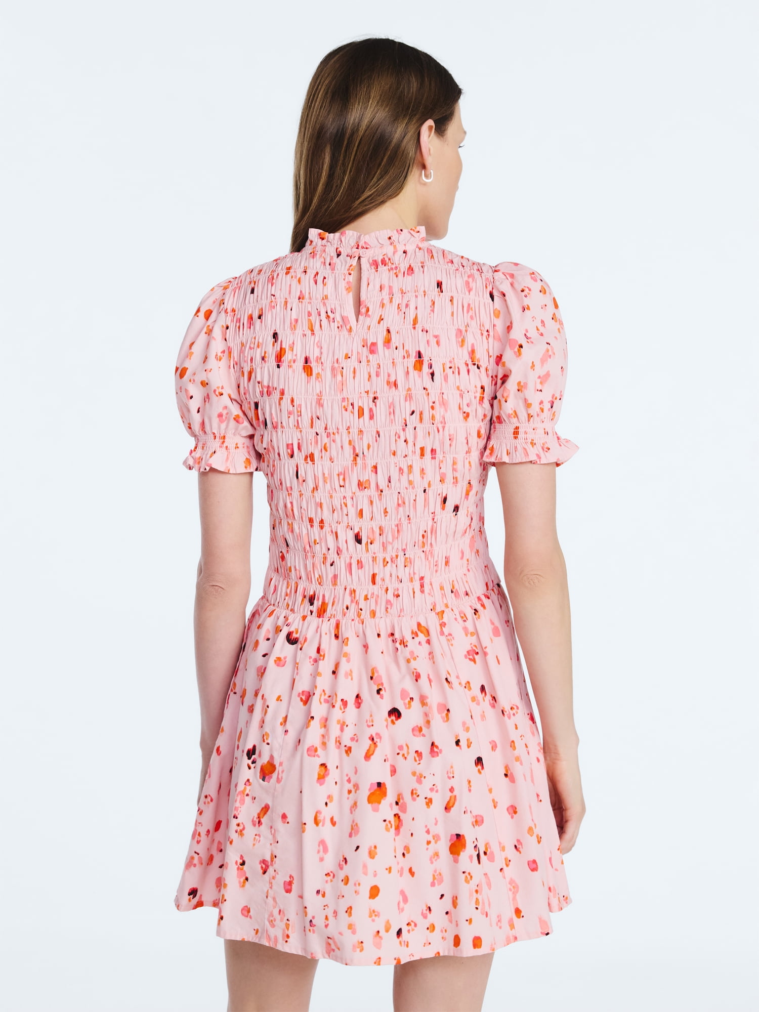 Scoop Women’s and Women's Plus Smocked Floral Mini Dress, Sizes XS-4X