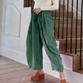 thumbnail image 5 of Diufon Wide Leg Linen Pants for Women Plus Size Summer Casual Drawstring Loose Beach Palazzo Pants with Pockets, 5 of 7