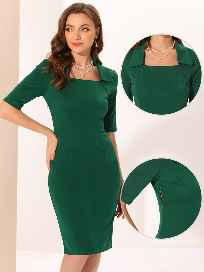 emerald green 1950s bodycon pencil dress Anna Velvet- 1950s vintage dress with pleat at back – heartmycloset