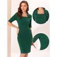 thumbnail image 2 of Unique Bargains Women's Turndown Collar 1950s Pencil Vintage Bodycon Dresses L Green, 2 of 6