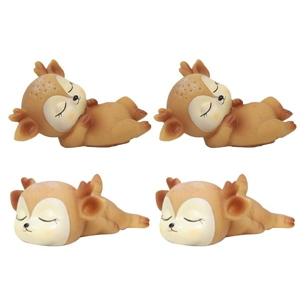 Adorables figuras de cervatillo - Juego de 4 encantadoras decoraciones de vida silvestre 2x Estilo04 y 2x Estilo06