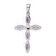 thumbnail image 4 of Sterling Silver Rhodium Plated Amethyst Diamond Pendant QDX910, 4 of 4