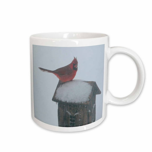 3drose, Red Bird on a Birdhouse, 11oz Mug