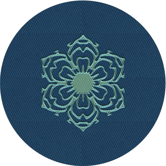 Ahgly Company Tapis d'Intérieur Rond Lavable en Machine Bleu Transitionnel, 7 Pieds Rond