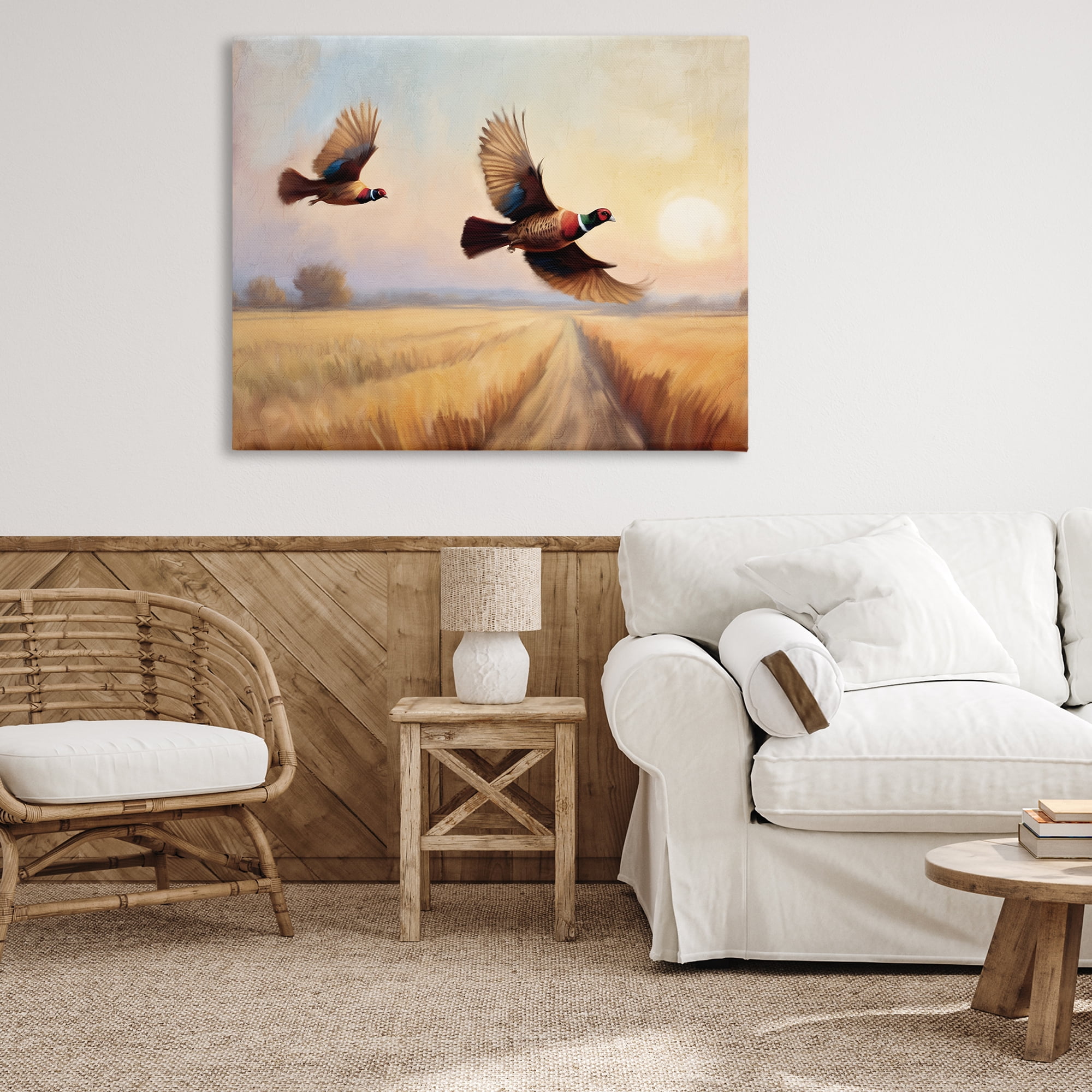 Stupell Industries Fall Flight Pheasants Landscape & Nature Painting Wrapped Canvas Art Print Wall Art, 48 x 36