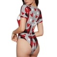 thumbnail image 2 of Pofeuu Buffalo Plaid Love And Gnome Print Short Sleeve Body Suits Women Round Neck Bodysuits for Women Onesie Adult Set Body Suit-Large, 2 of 7