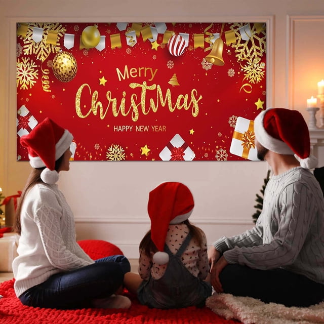 Christmas Decorations 7 X 16 Ft 2024 Christmas Garage Door Large Christmas Garage Door Decorations Outdoor Christmas Garage Door Mural Merry Christmas Decorations Red Christmas Tree