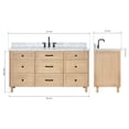 thumbnail image 2 of Ariel Monroe 67 Inch Single Oval Sink Bathroom Vanity With Italian Carrara Marble Countertop 1.5 inch Edge In Oak, 2 of 7
