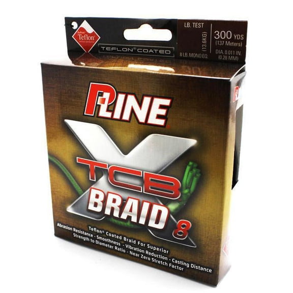 P-LINE TCB 8 Teflon Coated 10lb Braided Fishing Line, 300'