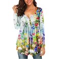 thumbnail image 2 of Camiseta suelta estampada a la moda para mujer, blusa de manga larga, cuello redondo, camisetas informales Pompotops  FGAJ5633, 2 of 6